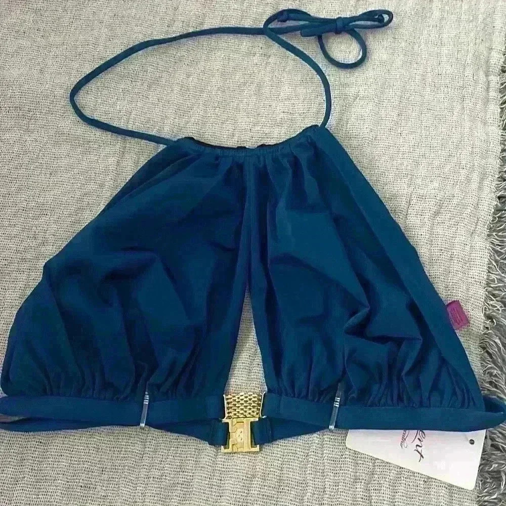 NWT- L'AGENT by Agent Provocateur Taniia Halter Swimsuit Top Sz XS -Blue - Picture 12 of 14